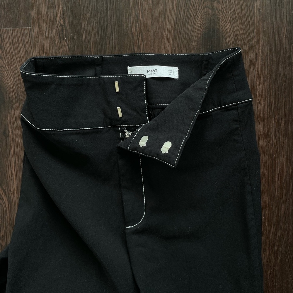 Mango kick flare contrast stitch pants